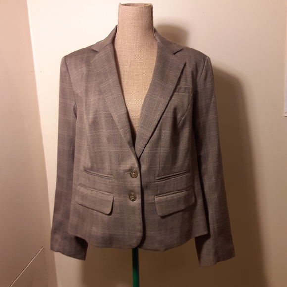 Lane Bryant Jackets & Blazers - Lane Bryant mocha button front pinstripe blazer 18
